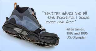 YakTrax worn by Olympian Allen James