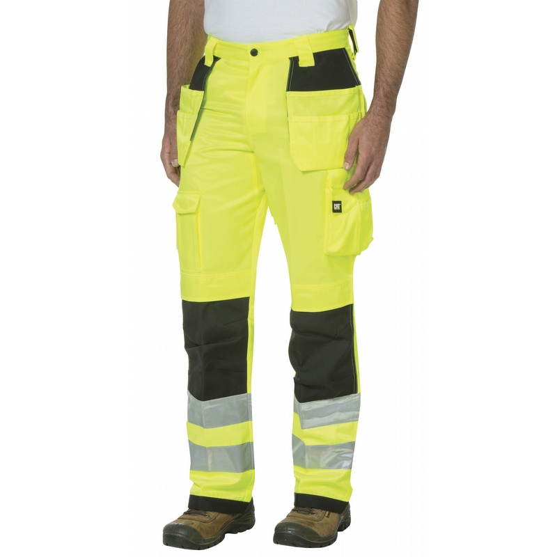 Dickies Industry Hi-Vis Trousers High Visibilty Yellow FREE BEANIE 
