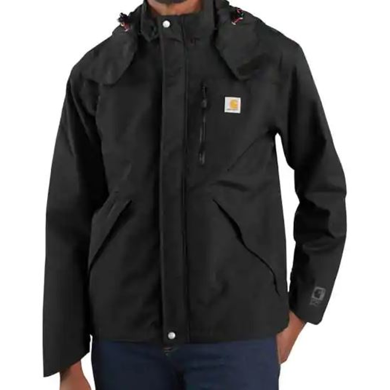 Carhartt J162 Shoreline Heavy Duty Waterproof Rain Jacket in Black
