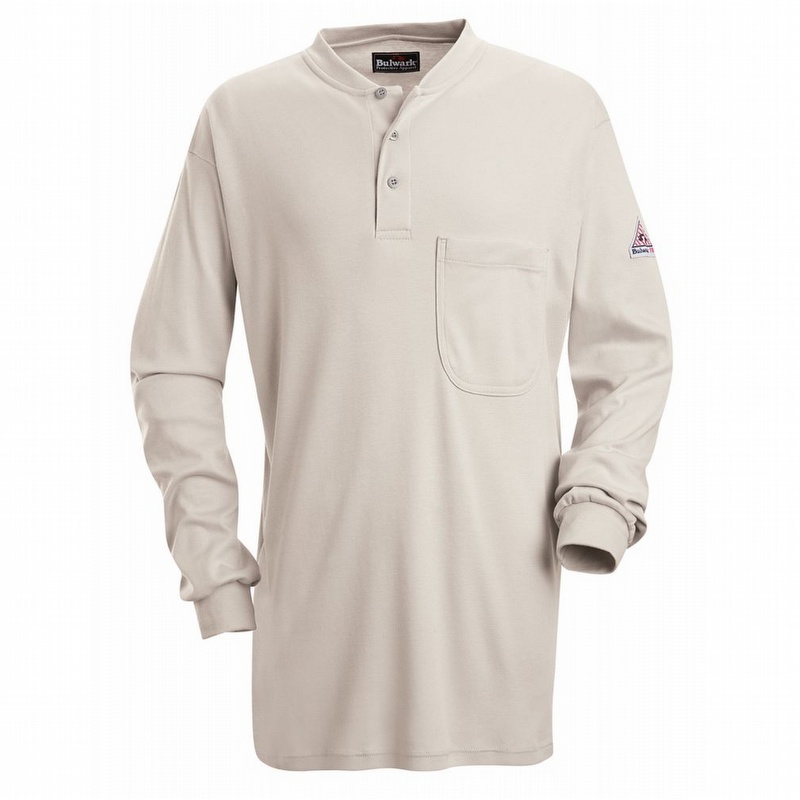 Bulwark FR Tagless Grey Henley Shirt - SEL2GY
